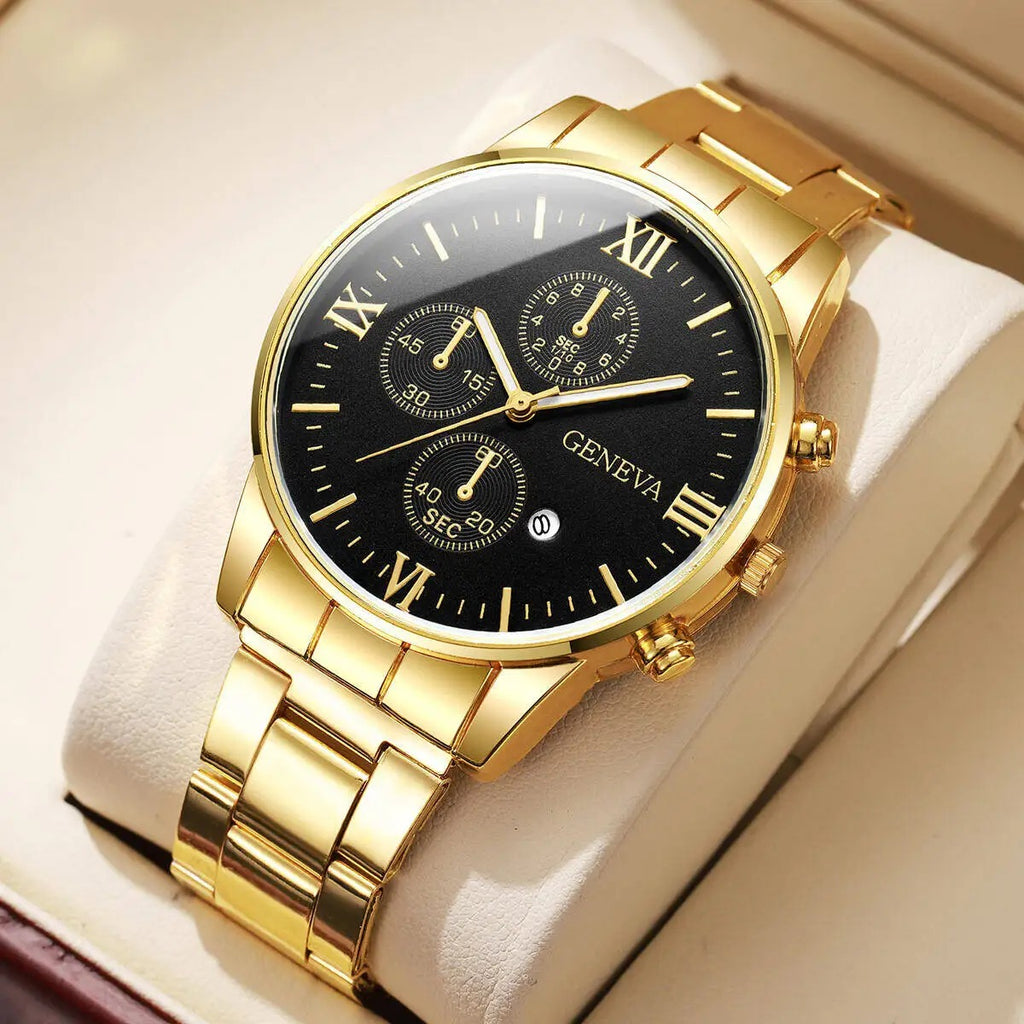 Geneva Luxury Gold Wrist Watch for Men