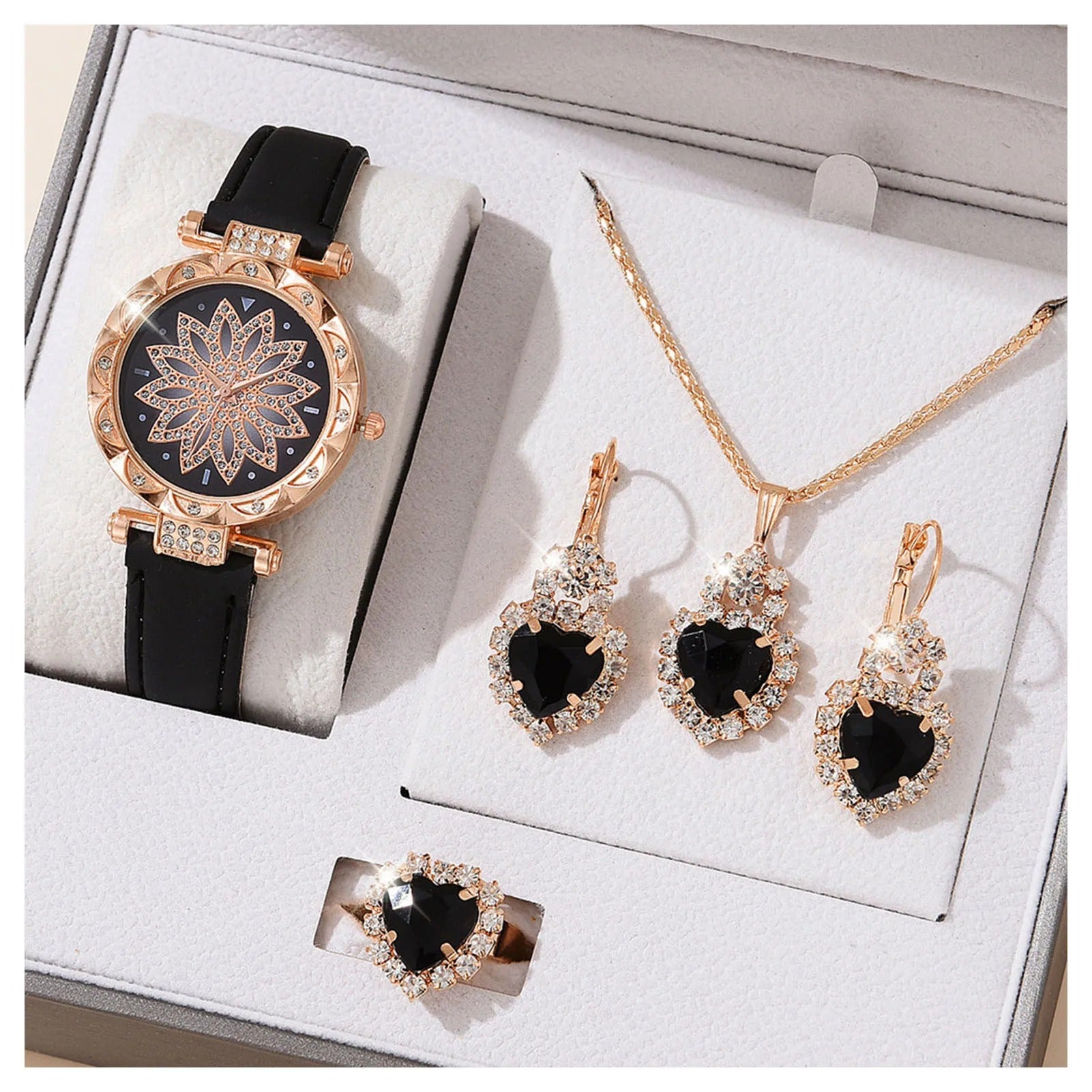 Luxury Women’s Jewelry & Watch Gift Set (4 Pcs)